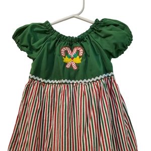 Handmade Christmas Candy Cane Patchwork Boho Peasant Girl's Dress‎ Size 2-3